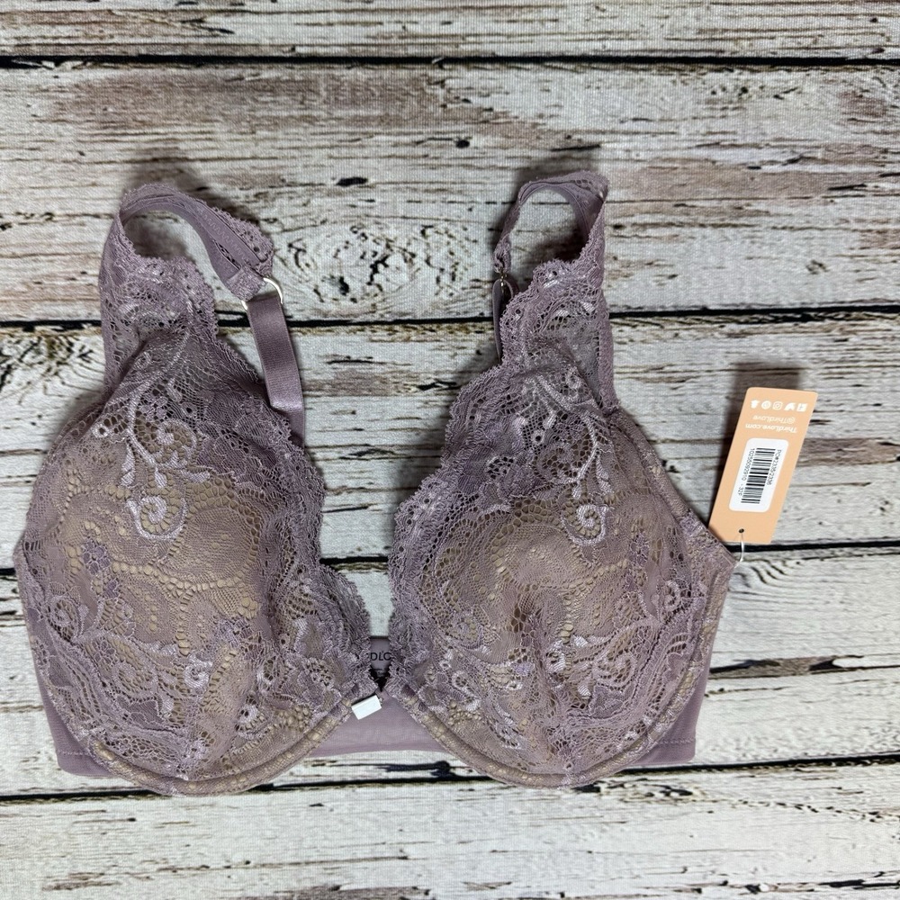 ThirdLove Size 32F Bra Pink 24/7 Contour Plunge Underwire Padded Lace NWT